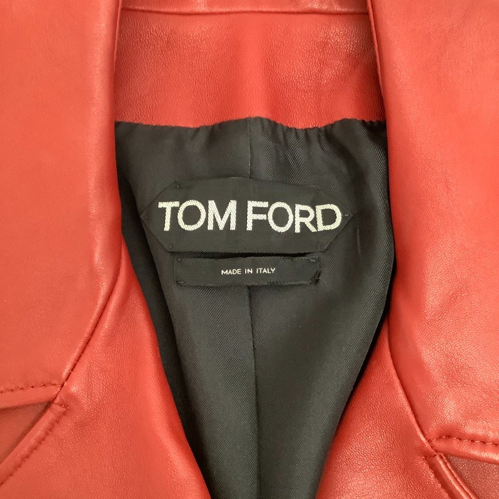 Tom Ford Red Leather Moto Jacket - Picture 4 of 5